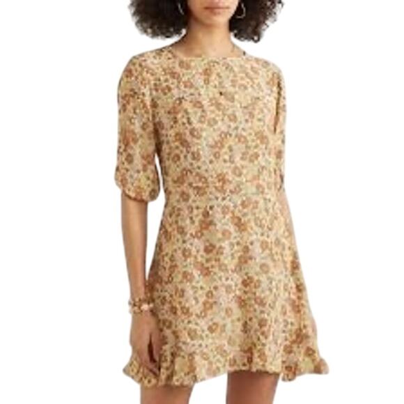Faithful the Brand Anthropologie Jeanette Floral Puff Sleeve Mini Dress Size 4 - Picture 1 of 11